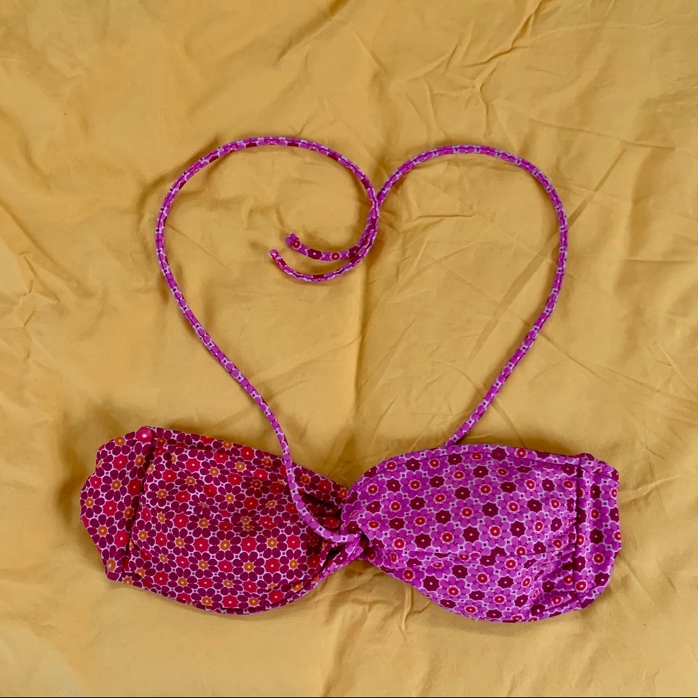 Multi patterned floral bandeau bathing suit